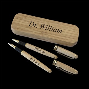 Personalized Wood Ink Pen and Sign Pen Set , Custom Engraved Fountain Pen , Sign Pen Gift for Men, for Him-Doctor Gift for Him, for Her.