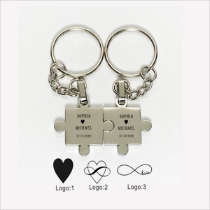 Valentine&#39;s Day Gift  Love Couples Gift -Personalized Engraved Stainless Steel Puzzle Key Chain , Couples Puzzles, keychains ,2 Puzzles
