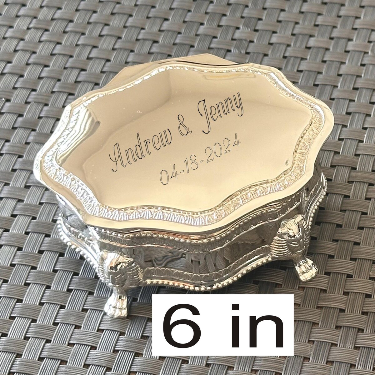 Custom Engraved Silver Jewelry Box