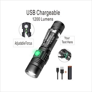 Personalized Tactical Flashlight USB Rechargeable, LED  Flashlight Waterproof, Hiking, Camping, Emergency-Gift for Dad, Husband , Men, Him