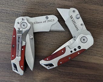 Christmas gift for him -Custom Engraved Utility Knife – Personalized Pocket Knife.