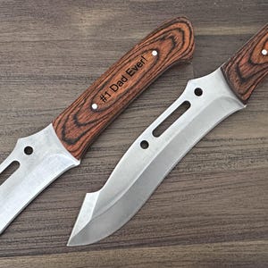 Personalized 11&quot; Hunting Camping Knife, Custom Engraved Rosewood Handle Dual Blade-Father&#39;s day Gift for Dad, Grandpa, Husband , Boyfriend.