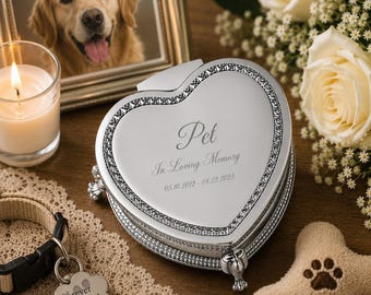 Pet Memorial Jewelry Box, In Loving Memory Gift, Personalized Dog Cat Keepsake Box