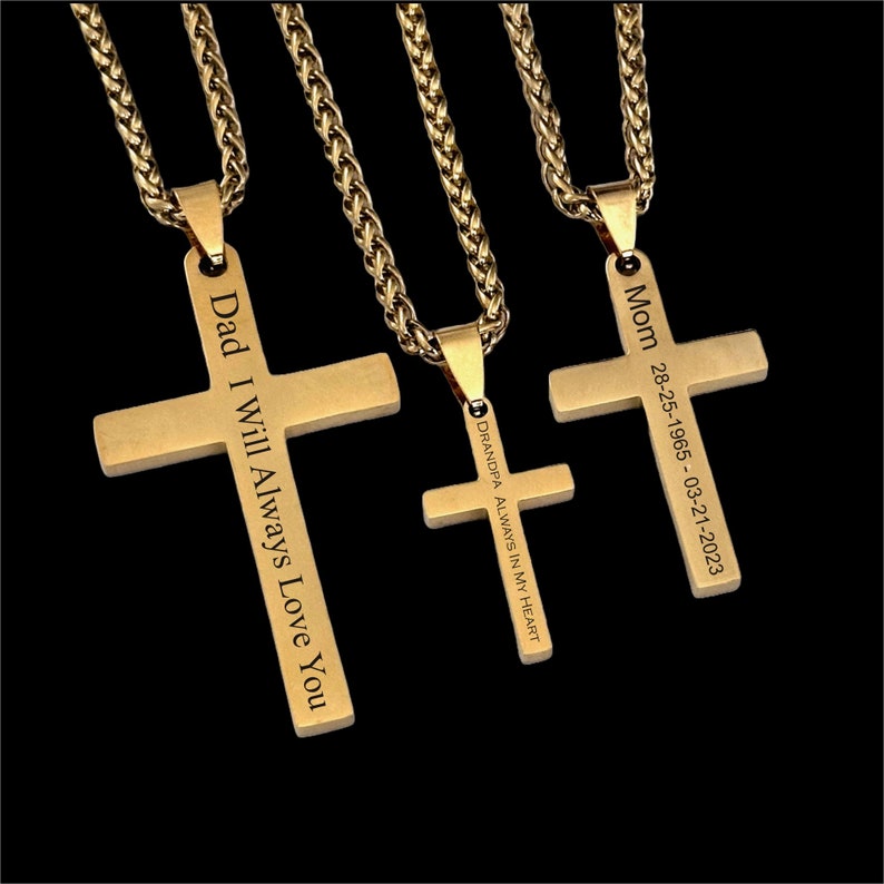 Personalized Men , Women Gold Plated Cross Necklace , Custom Engraved ...