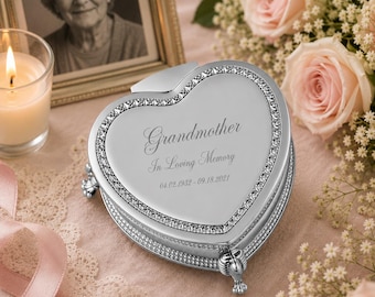 Memorial Jewelry Box for Grandma, In Loving Memory Gift, Personalized Sympathy Keepsake Box
