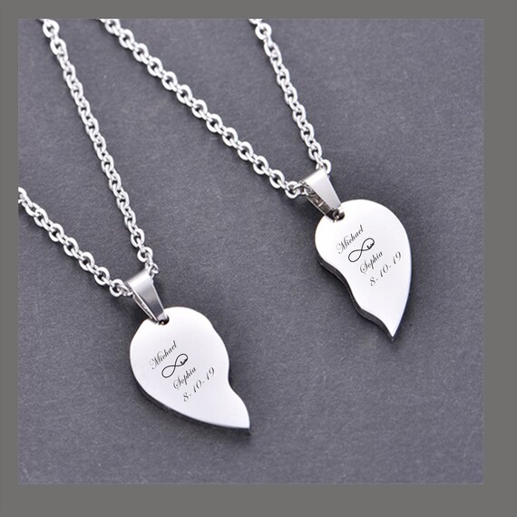 Personalized heart necklace for on sale couples