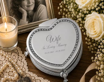 Memorial Jewelry Box for Wife, In Loving Memory Gift, Personalized Sympathy Keepsake Box