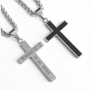 Personalized Engraved Stainless Steel Necklace ,Customized Men Cross Necklace-Holidays, Valentine&#39;s day, Christmas gift for him, for her