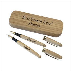 Personalized Wood Ink Pen and Sign Pen Set , Custom Engraved Fountain Pen , Sign Pen Gift for Men, for Him-Christmas Gift for Coach, Teacher