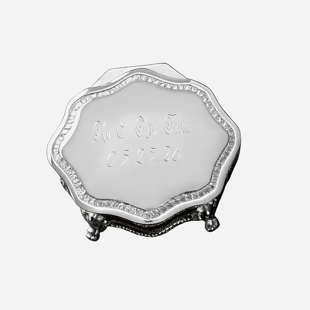 Personalized Wedding Jewelry Box – Engraved Silver Keepsake