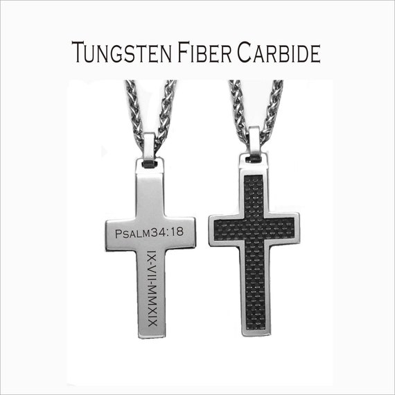 Tungsten carbide cross best sale necklace