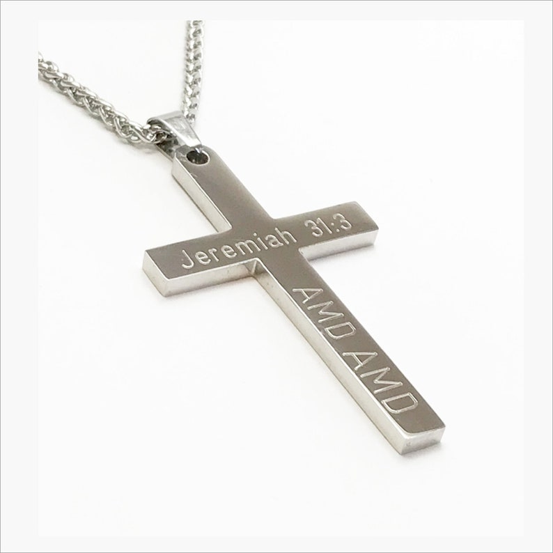 Personalized Cross Necklace,Stainless Steel Custom Men Necklace,Engrave Religious Necklace,Necklace For her Mother/'s day gift