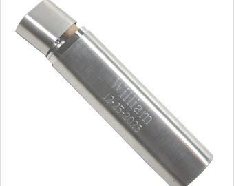 Personalized Engraved Cigar Case, Stainless Steel Flask Set