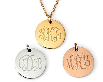 Personalized Monogram Disc Necklace – Double Sided Engraving