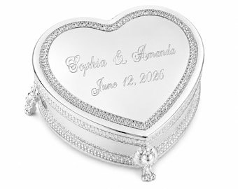 Will You Be My Bridesmaid? Personalized Silver Heart Jewelry Box-3.4"