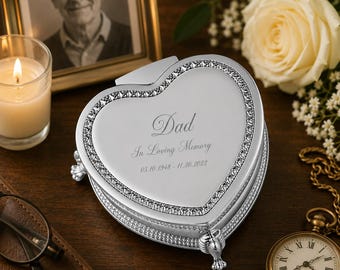 Memorial Jewelry Box for Dad, In Loving Memory Gift, Personalized Sympathy Keepsake Box