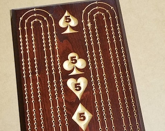3 Player Cribbage Board Perfect Hand image Standard Size Wooden  Handmade Game Unique Gift Idea