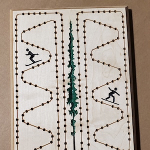 Skier Cribbage board - Standard or Large Peg Version