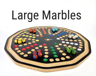 Tablero de canicas Aggravation Wahoo de 20 pulgadas, melamina negra, doble cara, juego rápido, canicas grandes de 7/8", recolector de canicas, canaleta, noche de juegos en familia.