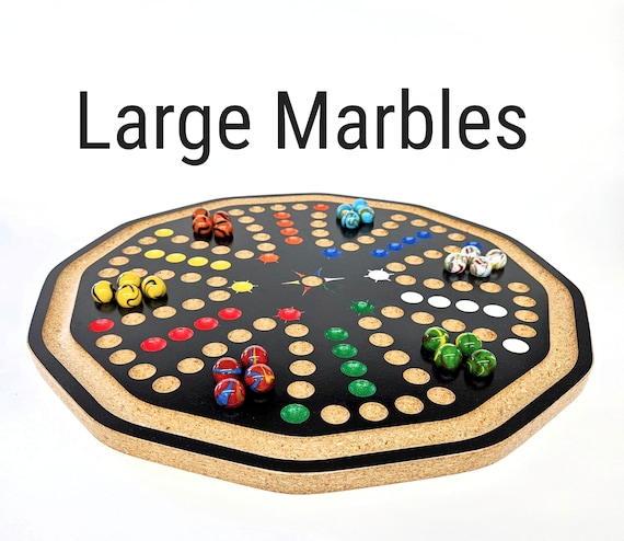 20” Aggravation Wahoo Marble Board Black Melamine Double Sided Fast Track Game Large 7/8" Marbles Marble Catcher Gutter Family Game Night