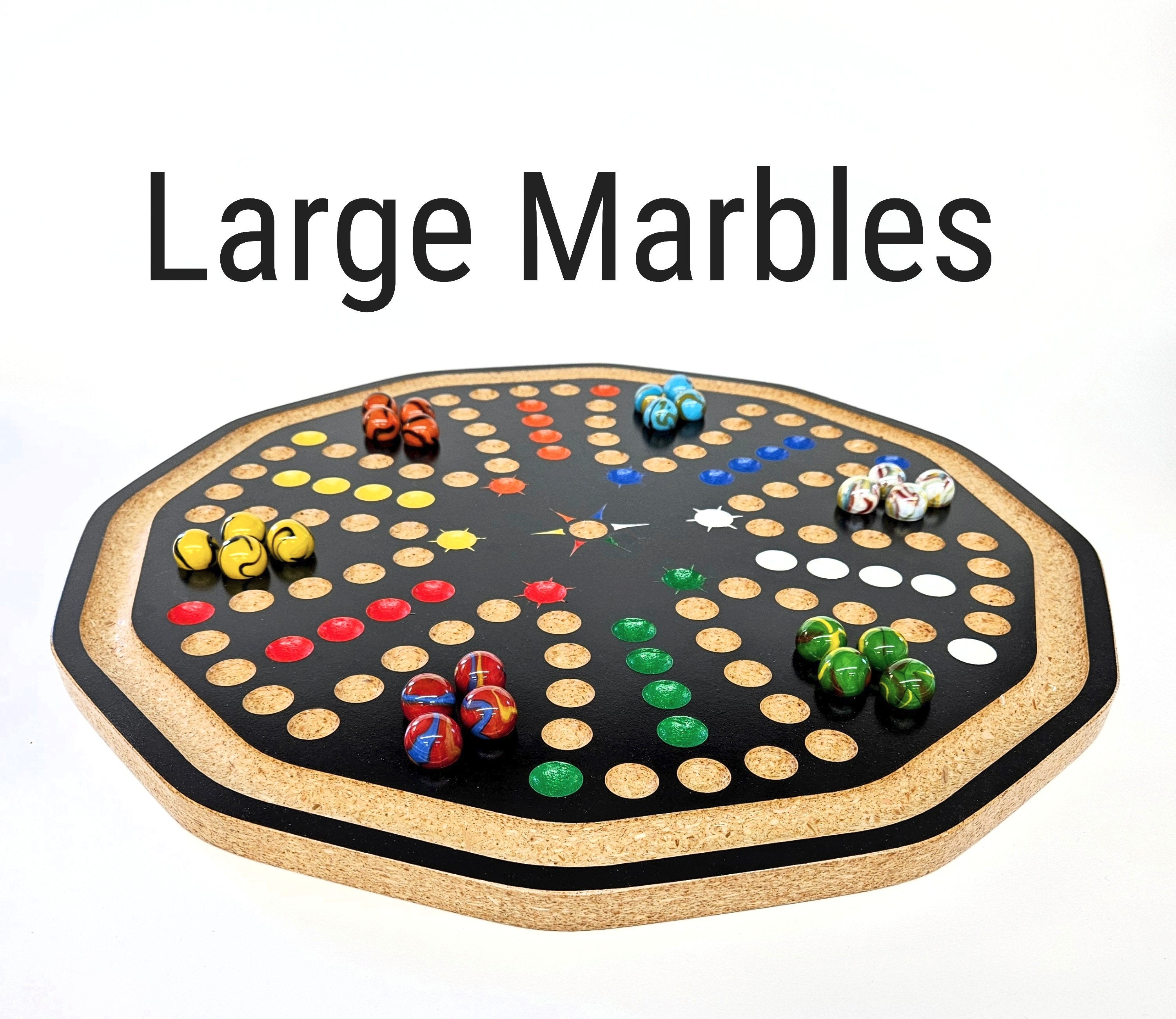 Solid Oak Double Sided Marble Board Game Hand Painted by Cauff (20 inch)