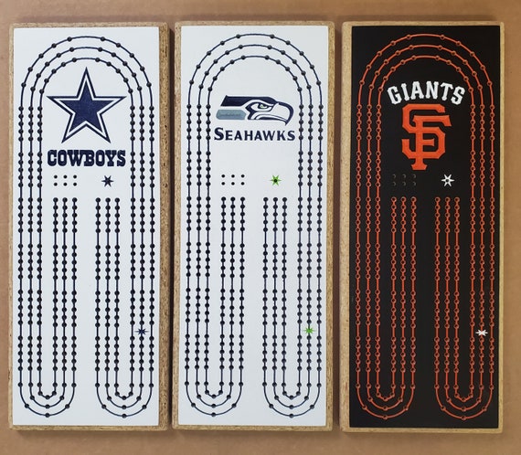 Custom Image theme 2 or 3 person Cribbage boards for sports team or any logo (New - Large Peg Option)