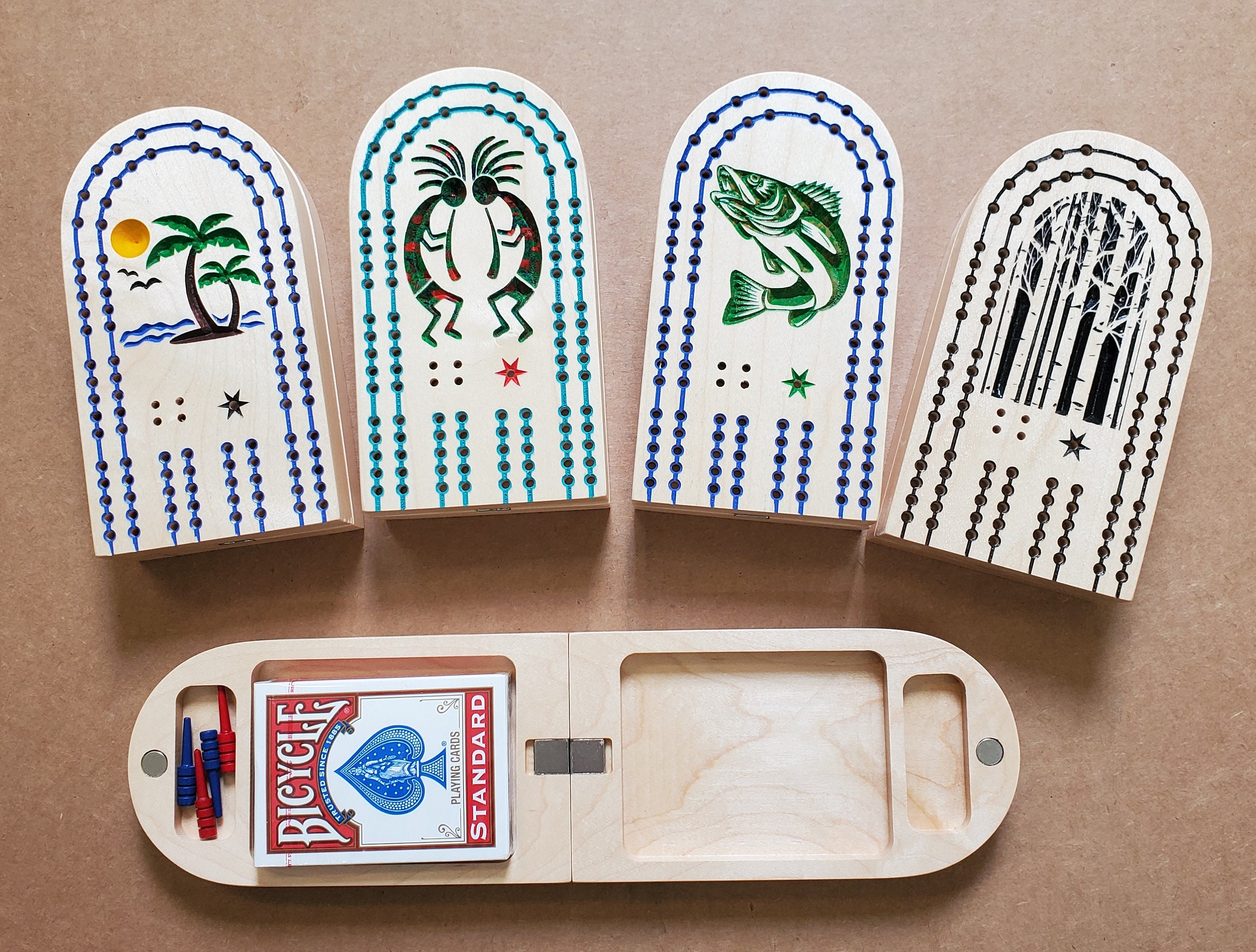 Hard Maple travel cribbage boads.