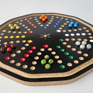 18" Aggravation/Fast Track board out of Black Melamine with 5/8" marbles and marble Catcher.   Double sided  *** FREE SHIPPING ***