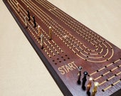 4 Person Extra Large Cribbage Board with Large Metal Pegs