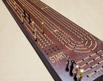 4 Person Extra Large Cribbage Board with Large Metal Pegs,   ***  FREE SHIPPING in Continental USA  ***