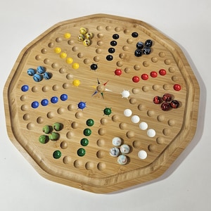 15" Bamboo Aggravation board with Standard 5/8" marbles, double sided with Marble Catcher,  *** FREE SHIPPING  on this board ***