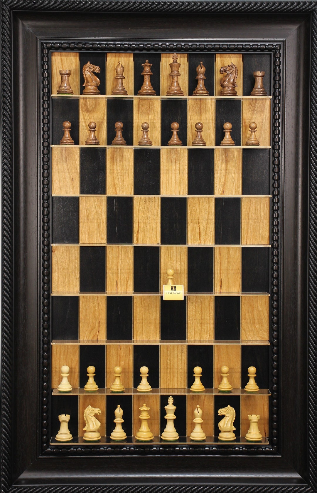 Black Cherry Vertical Wall Mounted Chess Board With Traditional Brown