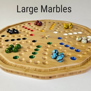 20" Bamboo Aggravation/Fast Track with Large 7/8" marbles / Wahoo / Marbles board, double sided with Marble Catcher,  *** FREE SHIPPING  ***