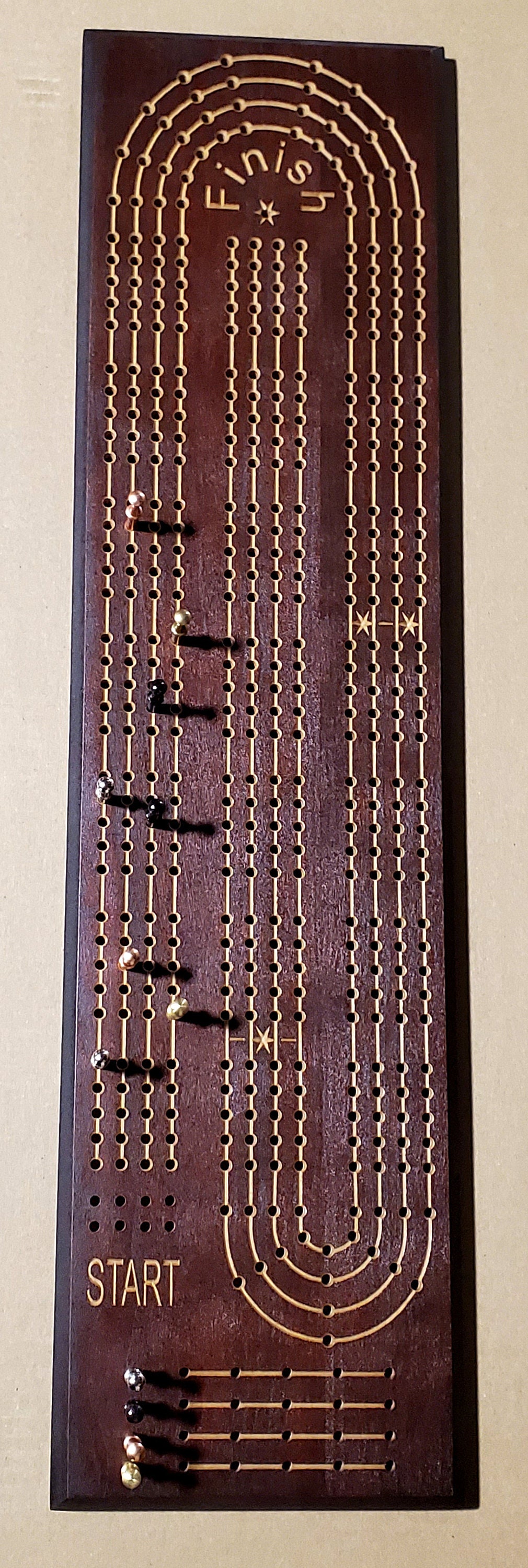 4 Person Extra Large Cribbage Board with Large Metal Pegs,   ***  FREE SHIPPING in Continental USA  ***
