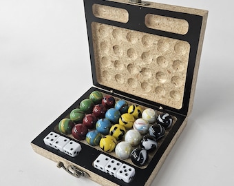 Marble and dice Storage Box for 7/8" Marbles Marble Holder  Large Marble Organizer  Game Piece Storage Handmade Box