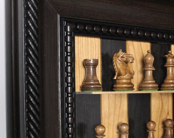 Straight Up Chess Board - Cherry Bean Board with 3 Flat Black Frame