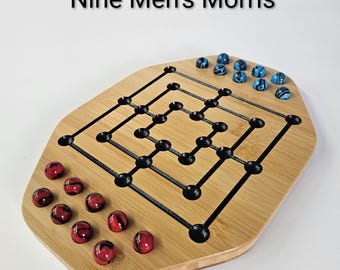 Double sided game board select two games.    Wooden Game Board Handmade Strategy Board Game Family Game Night Gift Bamboo board