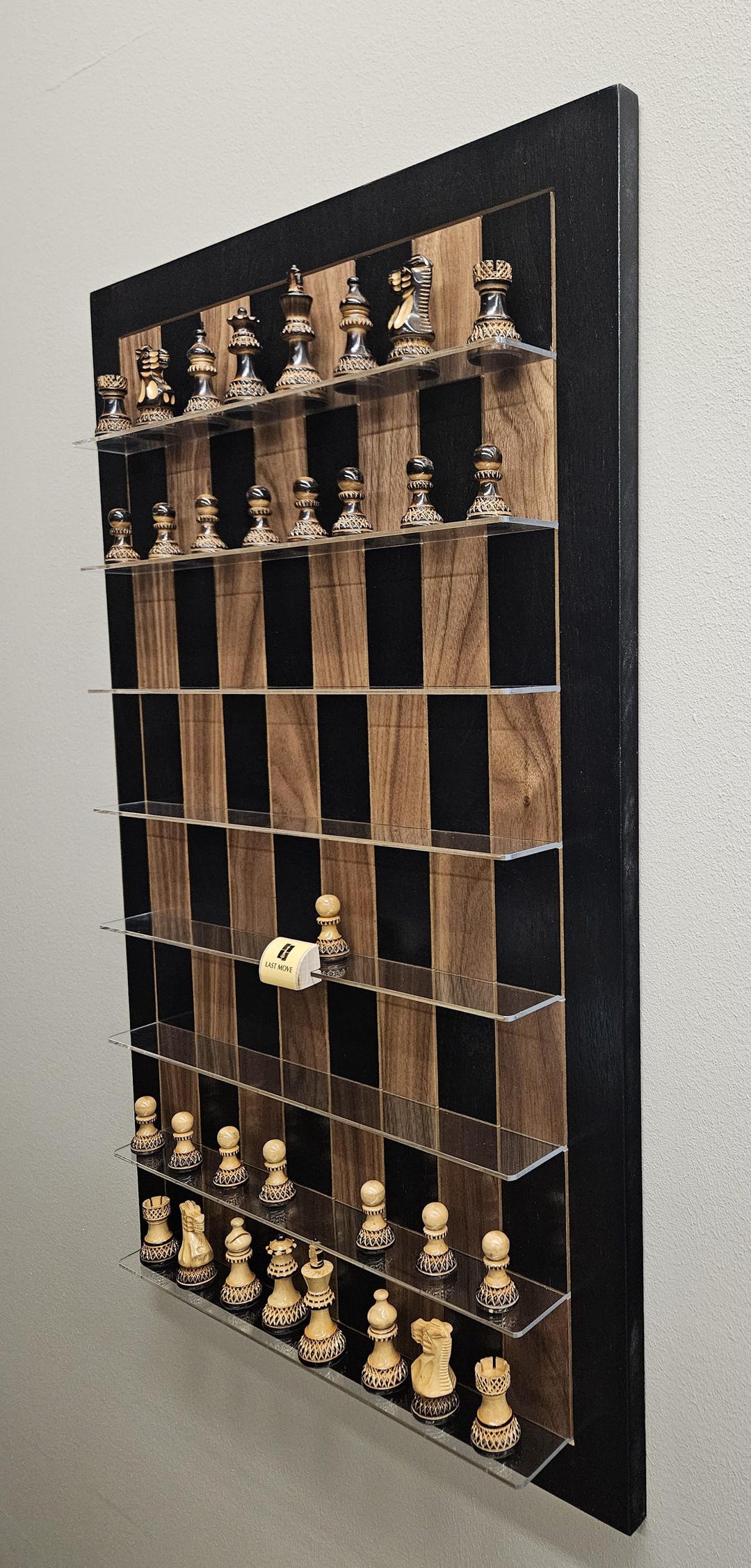 Black Walnut Straight Up Chess Vertical Wall mounted Chess Board For 3 black-walnut-straight-up-chess-vertical-wall-mounted-chess-board-for-3
