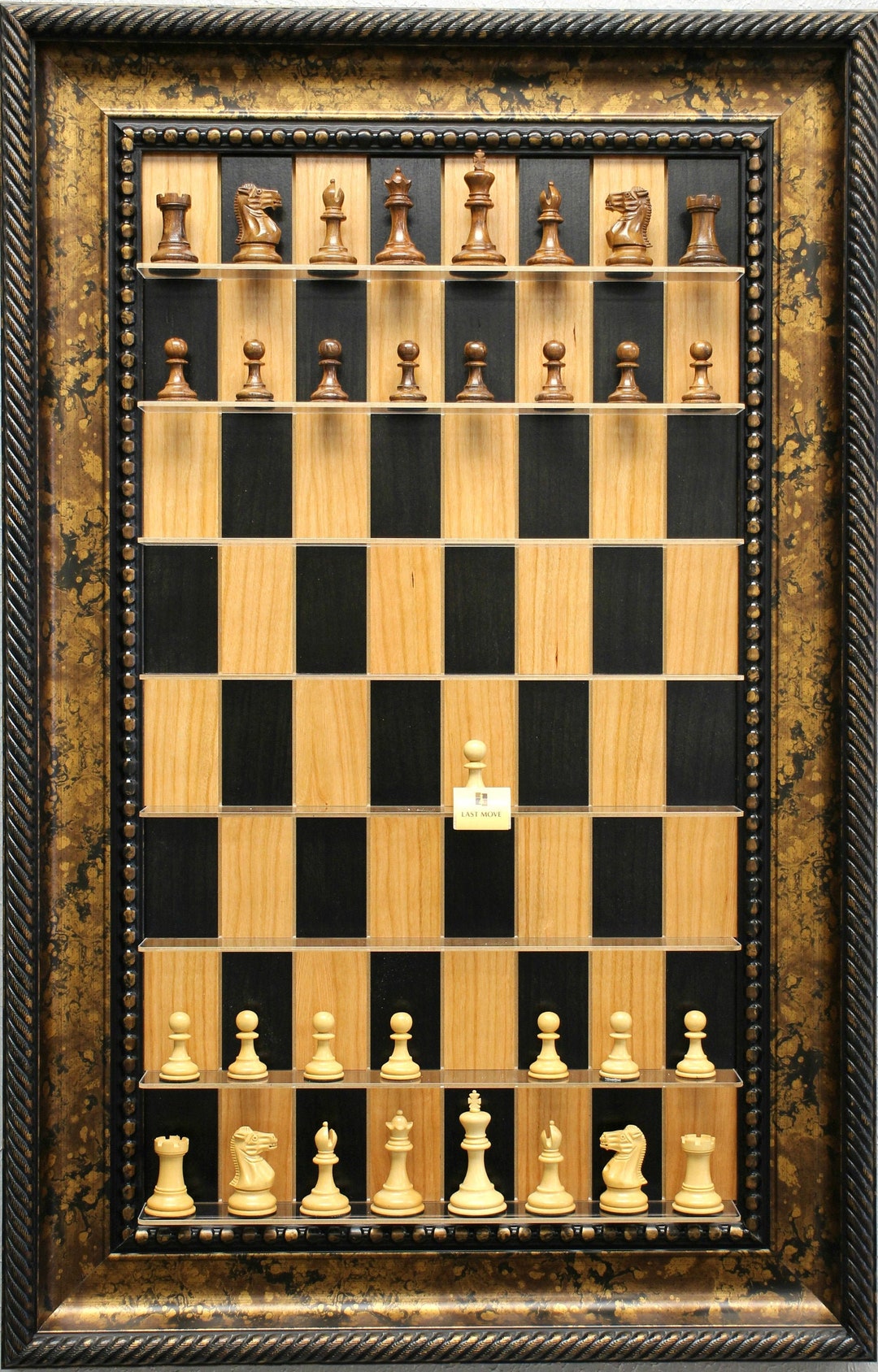 Straight Up Chess Board - Red Cherry Chess Board with Black Contemporary Frame