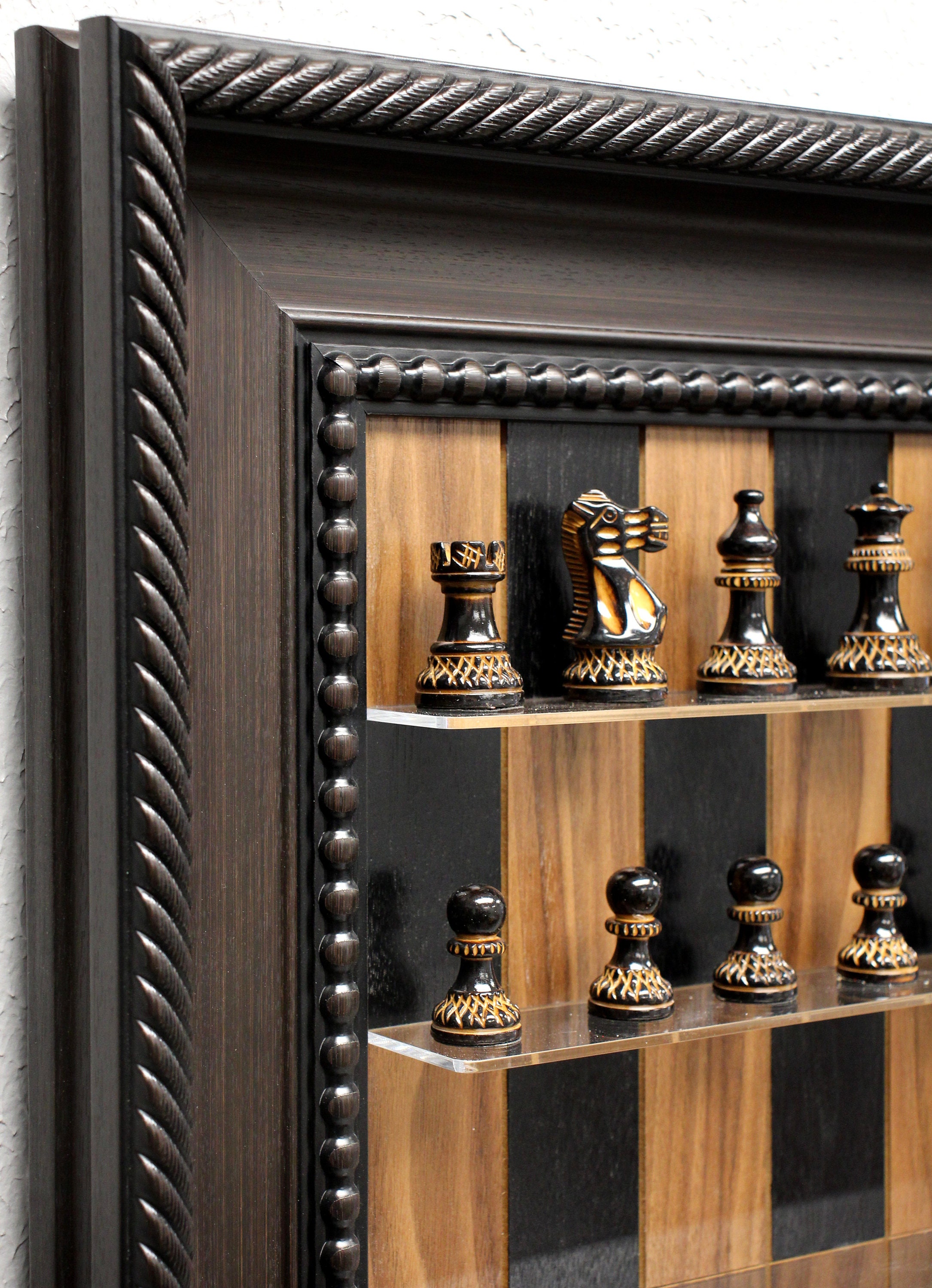 Black Walnut vertical wall mounted Chess Board with Etsy