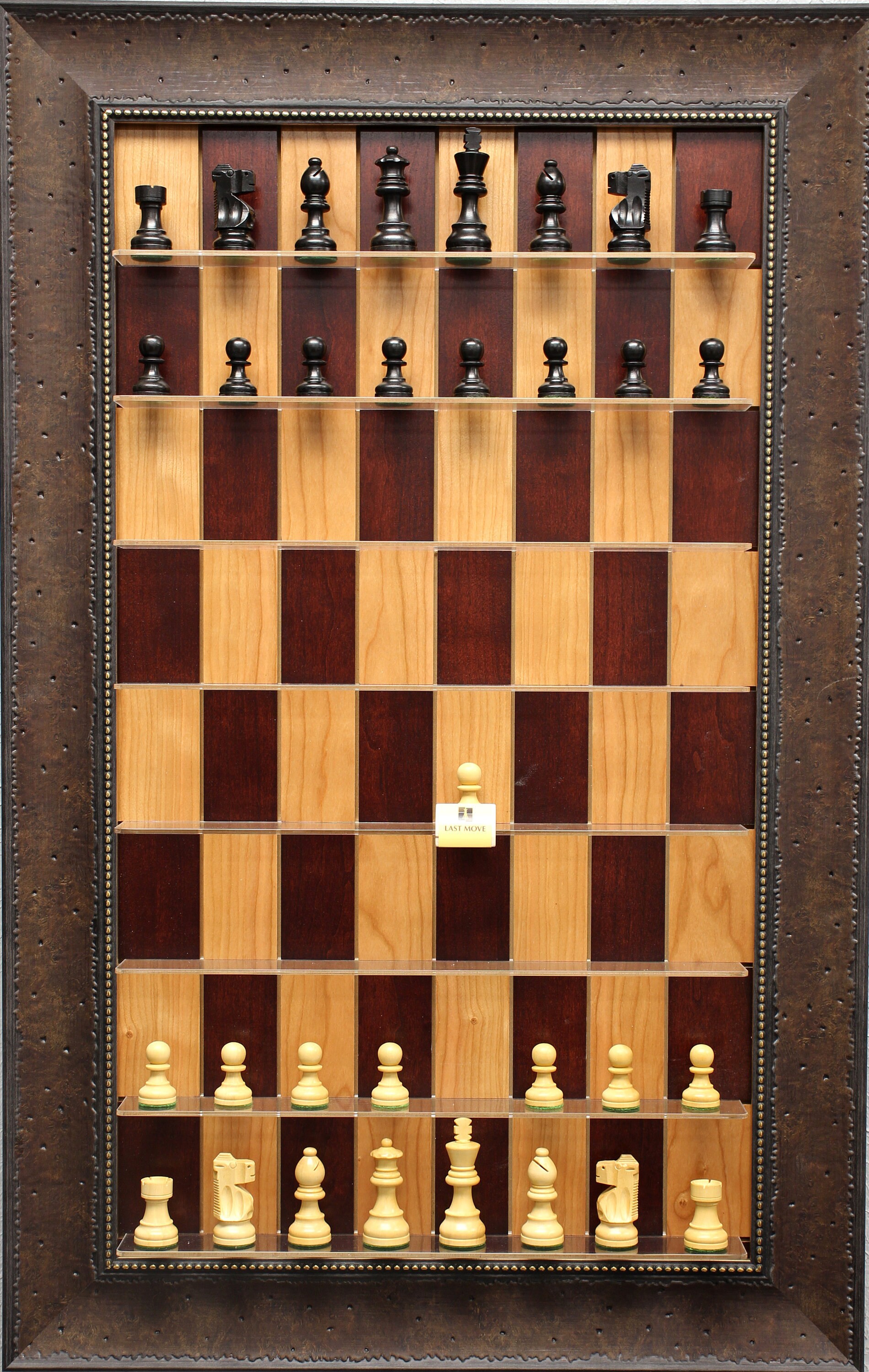 Red Cherry Straight Up Chess Board With Walnut Scoop Frame And 50