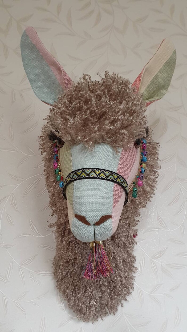 Handmade Llama Head Faux Taxidermy wall mounted animal head. Etsy