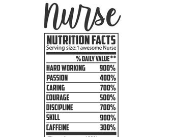 Nurse Nutrition Facts SVG: Funny Profession Clip Art (Digital Download)