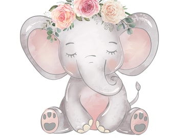 Pink Elephant SVG: Girl Cricut Cut File (Digital Download)