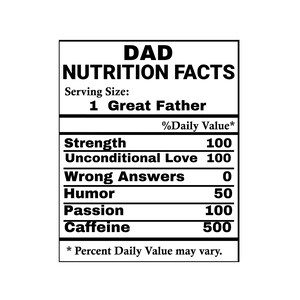 Dad svg – Nutrition facts svg – Nutrition svg – Dad facts clipart – Father svg – Nutritional label svg – eps, png, dxf pdf, svg for cricut