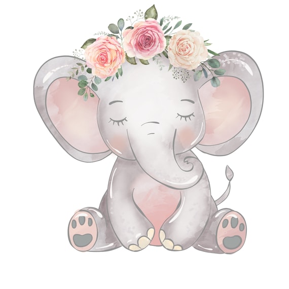 Cartoon Baby Elephant Pink