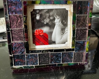 Glass tile mosaic frame.