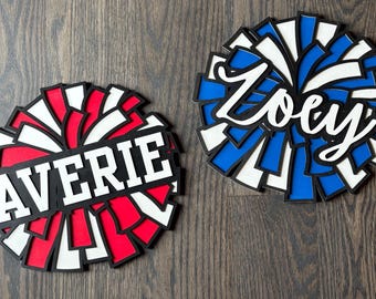 Personalized Cheerleader Sign, Custom Pom Pom, Sports Room Decor