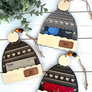 Winter Hat Gift Card Holder, Christmas gift card holder, Money Holder, wooden gift card holder, holiday gift, Winter Hat Ornament