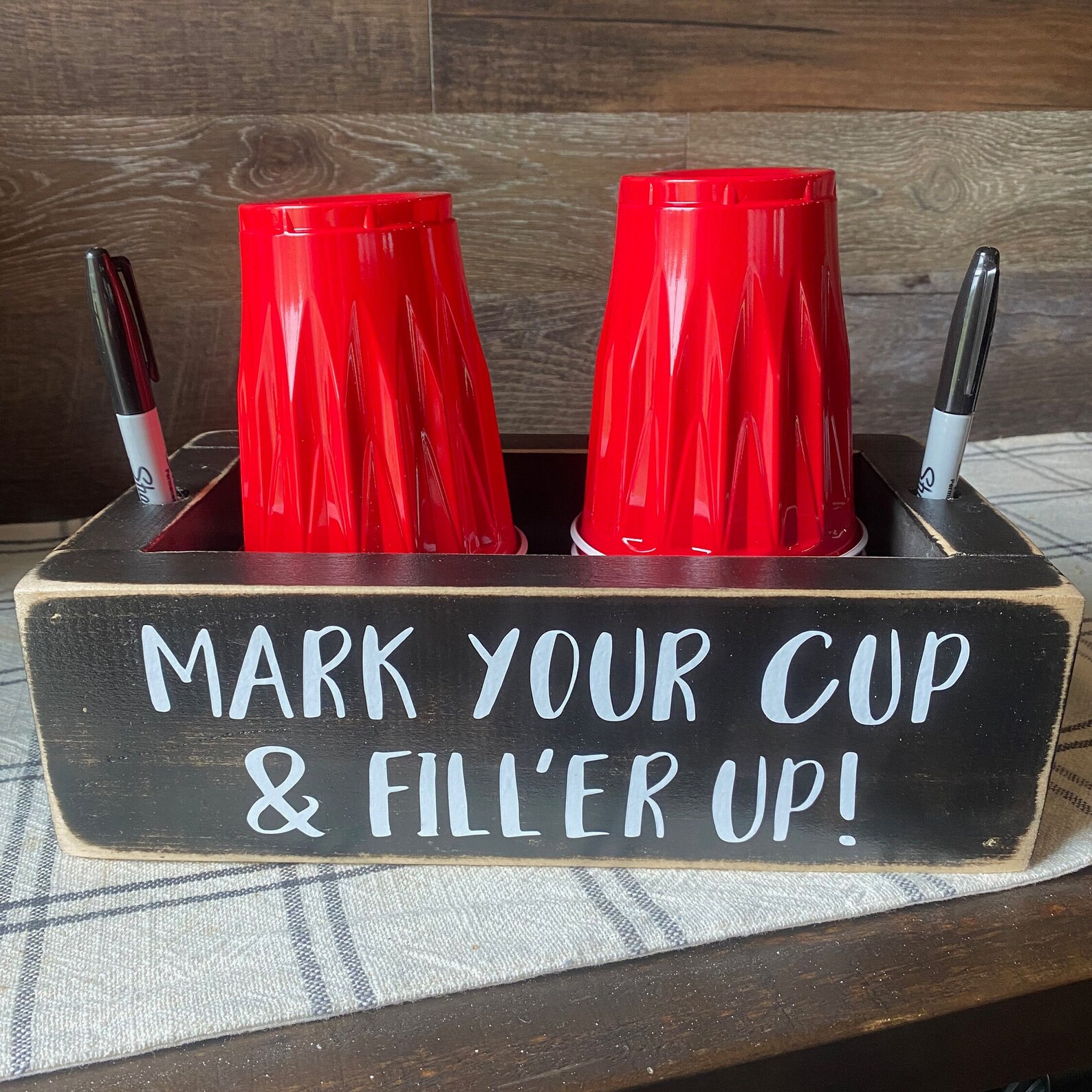 Solo Cup Holder Double Solo Cup Holder Mark Your Cup Wooden Etsy